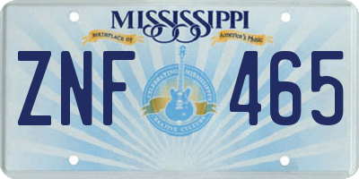 MS license plate ZNF465