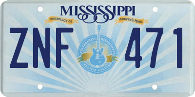 MS license plate ZNF471