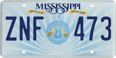 MS license plate ZNF473