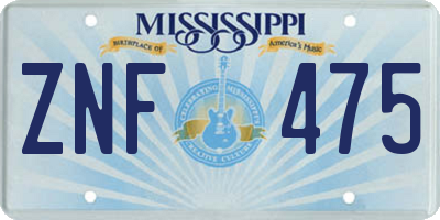 MS license plate ZNF475