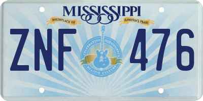 MS license plate ZNF476
