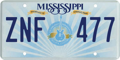 MS license plate ZNF477