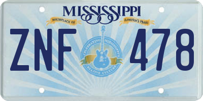 MS license plate ZNF478