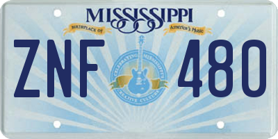 MS license plate ZNF480