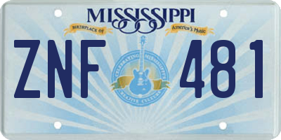MS license plate ZNF481