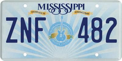 MS license plate ZNF482