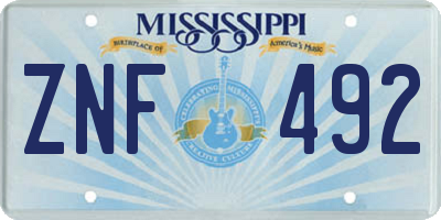 MS license plate ZNF492