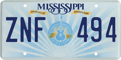 MS license plate ZNF494