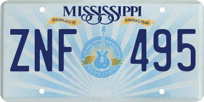 MS license plate ZNF495
