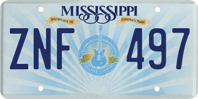 MS license plate ZNF497