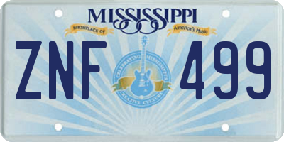 MS license plate ZNF499
