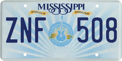 MS license plate ZNF508