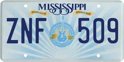 MS license plate ZNF509
