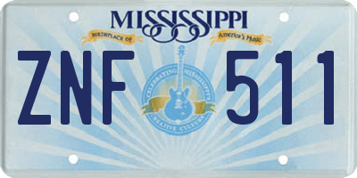MS license plate ZNF511