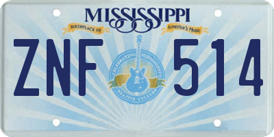 MS license plate ZNF514