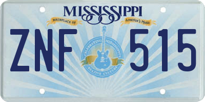 MS license plate ZNF515