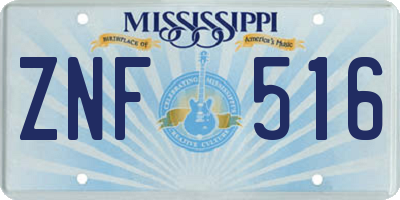 MS license plate ZNF516