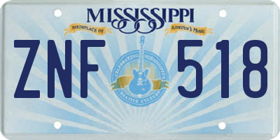 MS license plate ZNF518
