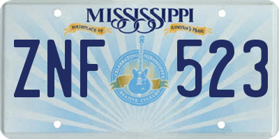 MS license plate ZNF523