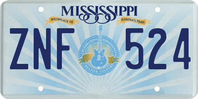 MS license plate ZNF524
