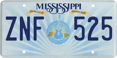 MS license plate ZNF525