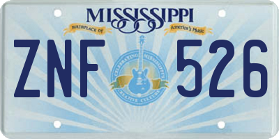 MS license plate ZNF526