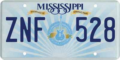 MS license plate ZNF528