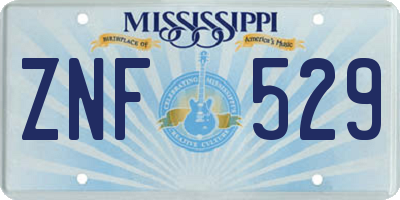 MS license plate ZNF529