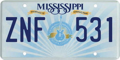 MS license plate ZNF531