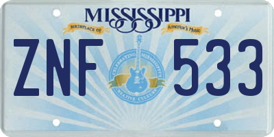 MS license plate ZNF533