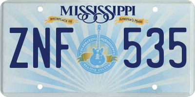 MS license plate ZNF535
