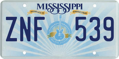 MS license plate ZNF539