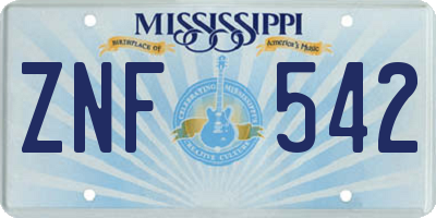 MS license plate ZNF542