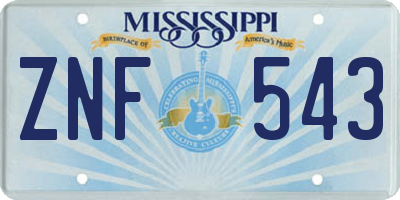 MS license plate ZNF543