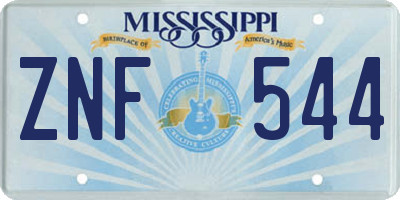 MS license plate ZNF544
