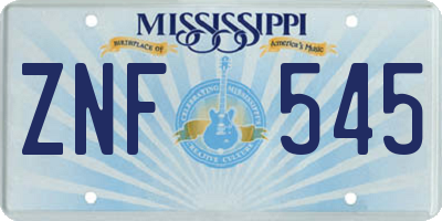 MS license plate ZNF545