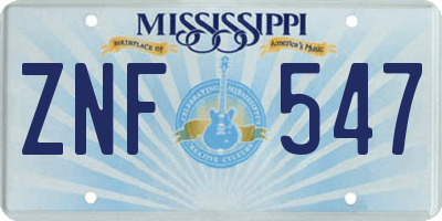 MS license plate ZNF547