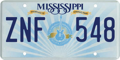 MS license plate ZNF548