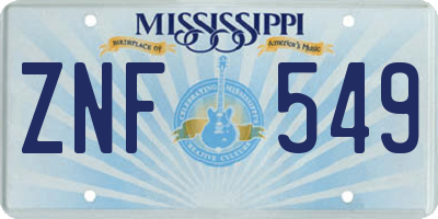 MS license plate ZNF549