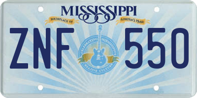 MS license plate ZNF550