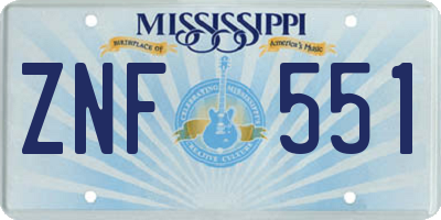 MS license plate ZNF551