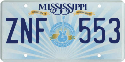 MS license plate ZNF553