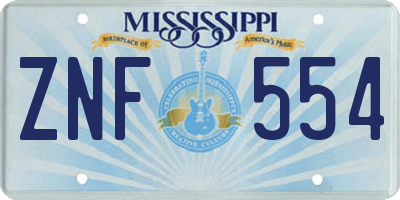 MS license plate ZNF554