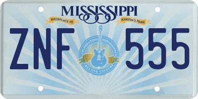 MS license plate ZNF555