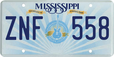 MS license plate ZNF558