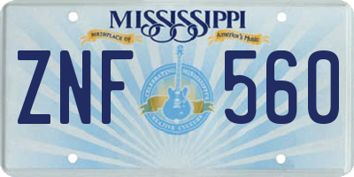 MS license plate ZNF560