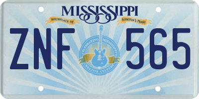 MS license plate ZNF565