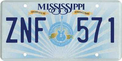 MS license plate ZNF571