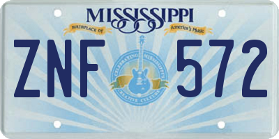 MS license plate ZNF572