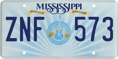 MS license plate ZNF573